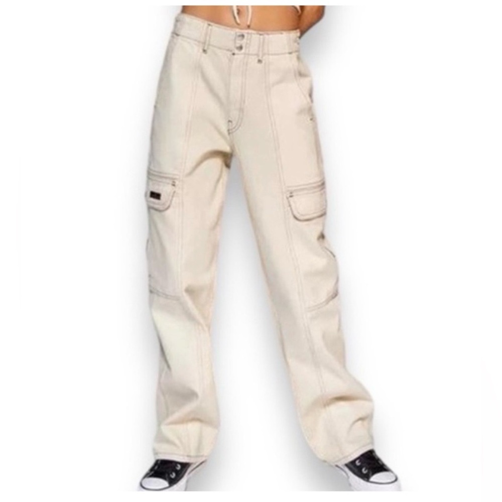 BDG Cream Straight-Leg Cargo Jeans